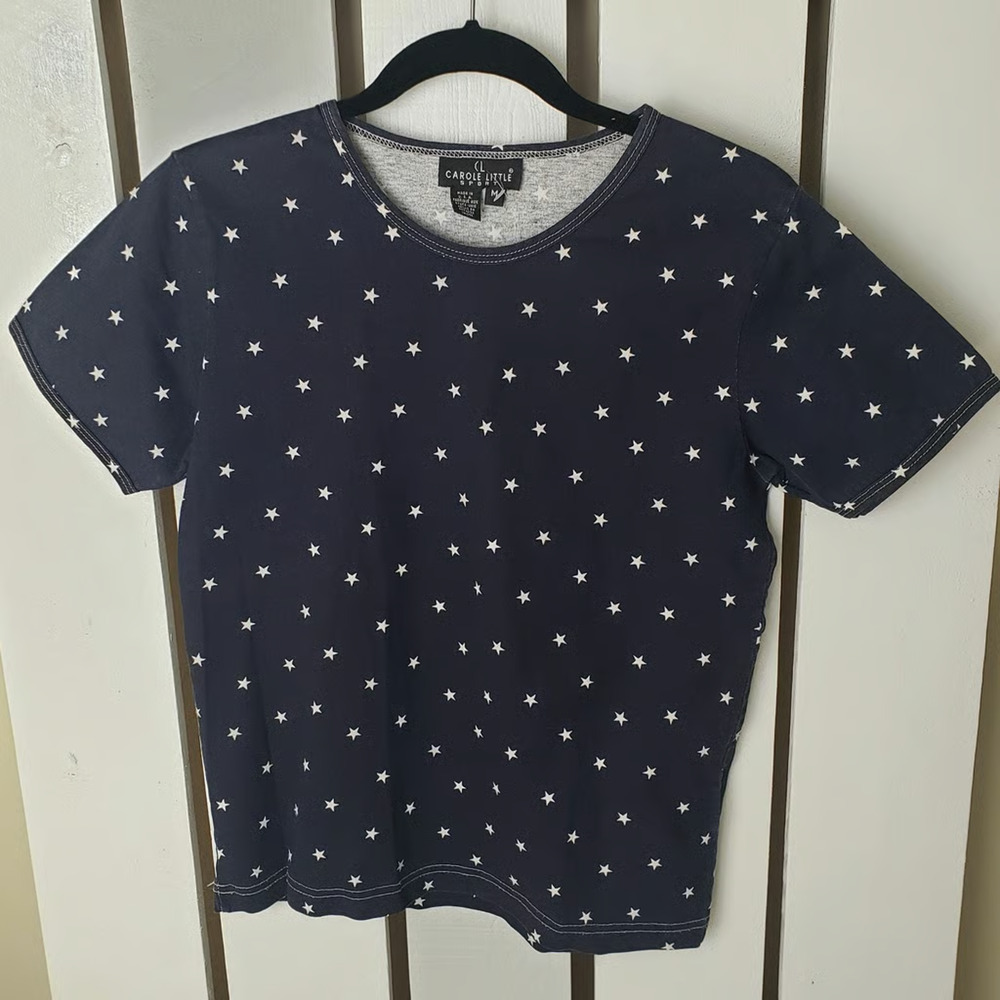 Carole Little Sport VTG 4th‎ of July Miss Firecracker Stars Blue Shirt Size M
